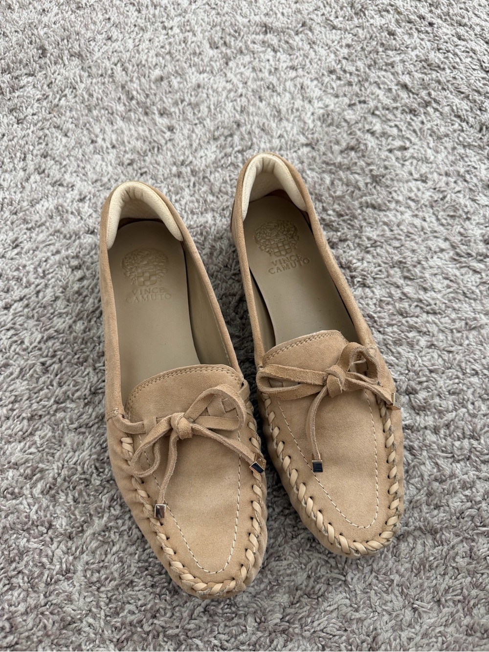 Vince Camuto Women's Tan Suede Moccasin Loafers - Katenas